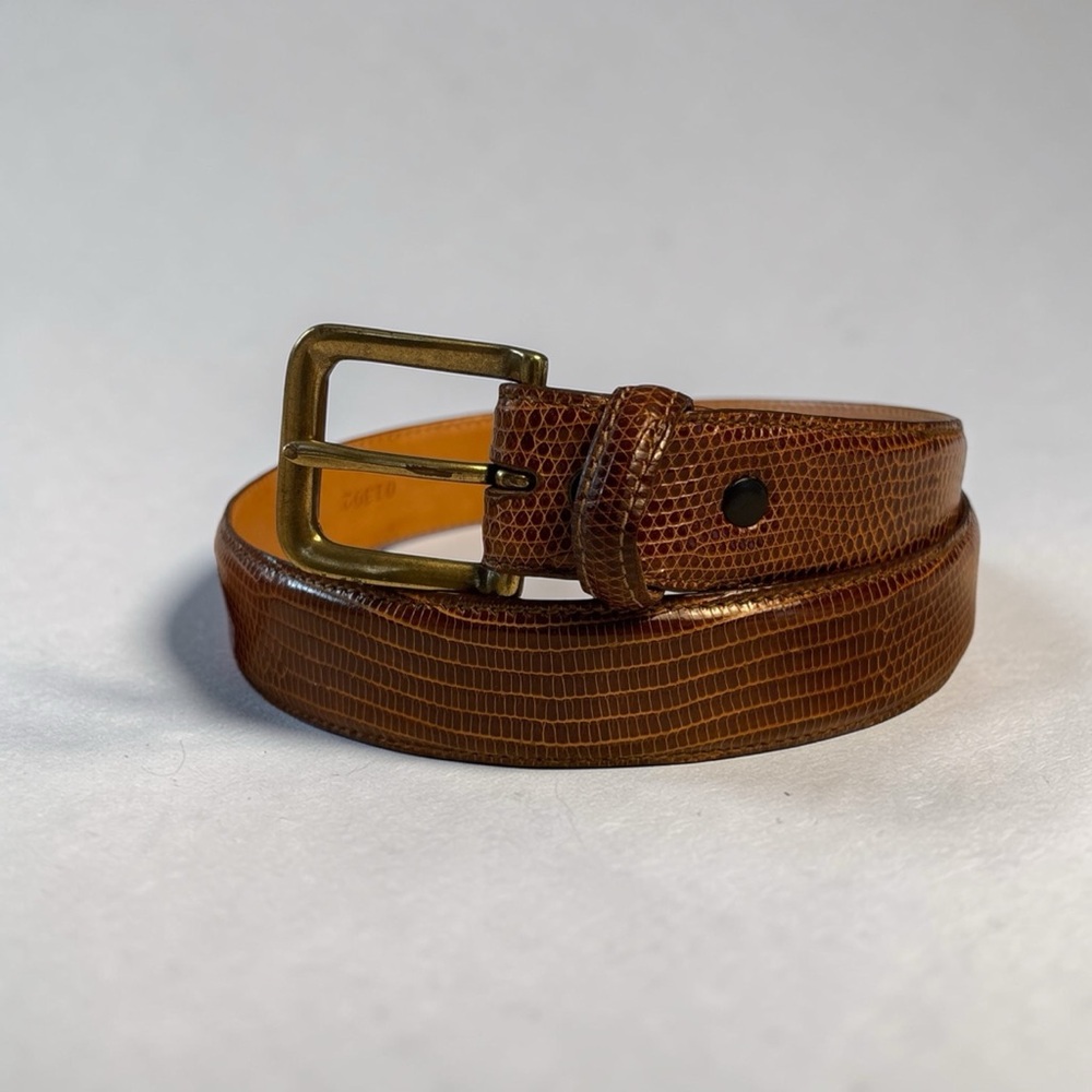 Martin Dingman Exotic Lizard Leather Belt Brown Rare Mens 30 USA